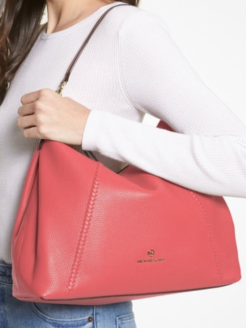 MICHAEL Michael Kors SIENNA Large Leather Convertible Shoulder Bag in Dahlia NWT
